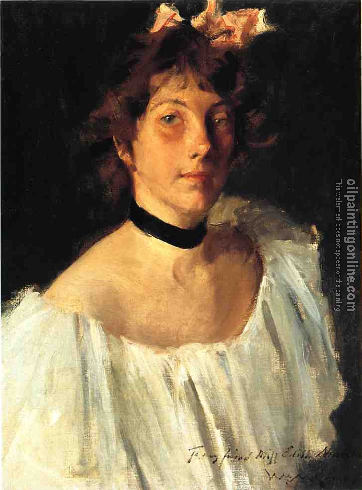 Chase, William Merritt - Portrait of A Lady in a White Dress aka Miss Edith Newbold